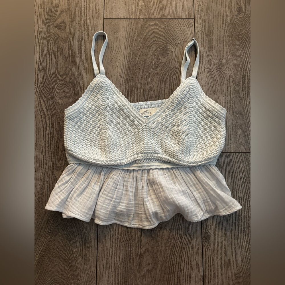 Hollister baby blue  Knit Peplum Top NWOT